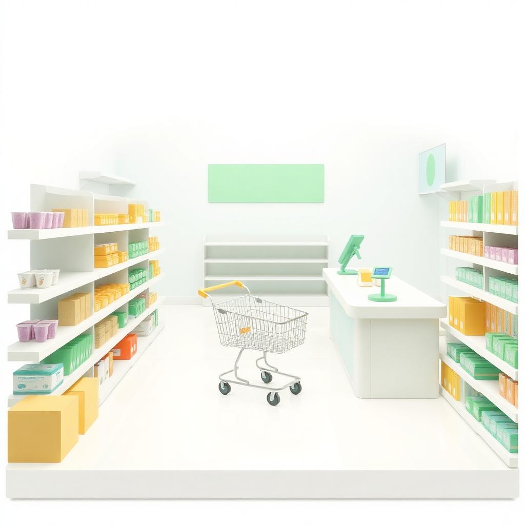 Supermarket 3D illustration
